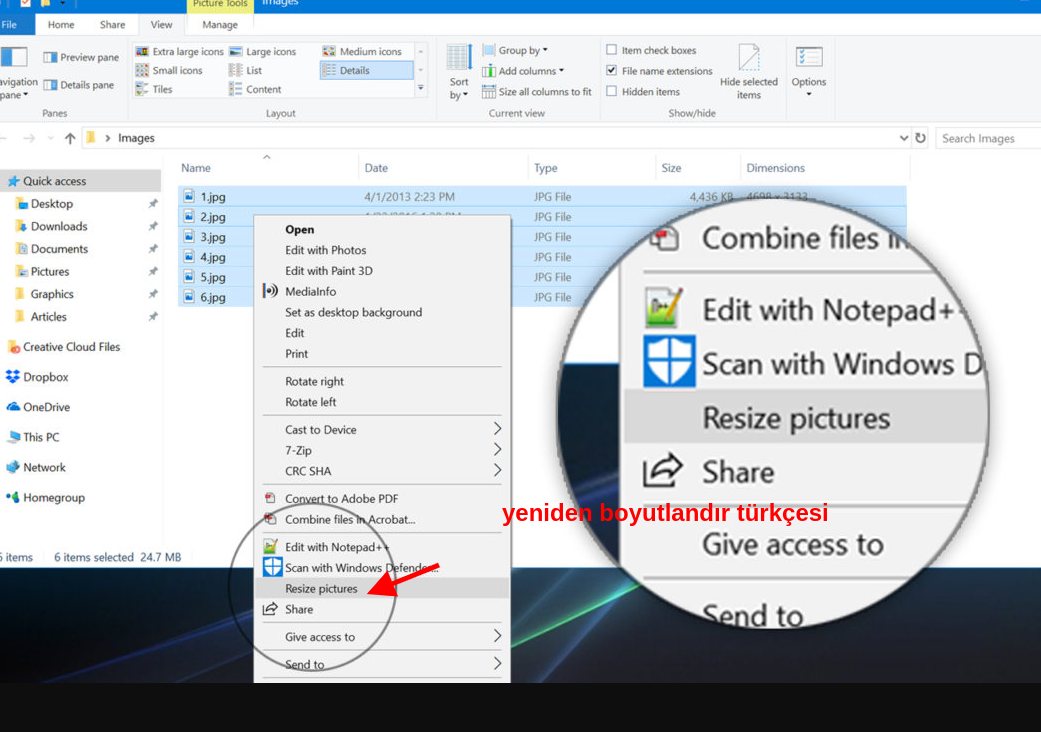 Windows ta resimleri toplu resize yapma - yeniden boyutlandırma